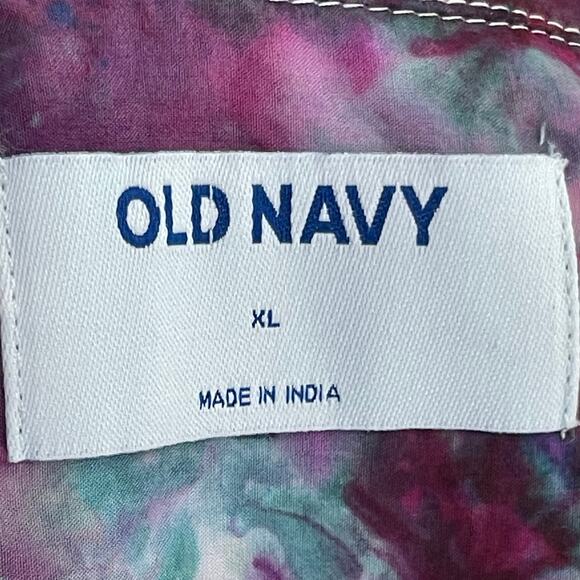 handmade tie dyed men's short sleeve camp shirt blue purple star sunburst - Picture 4 of 10